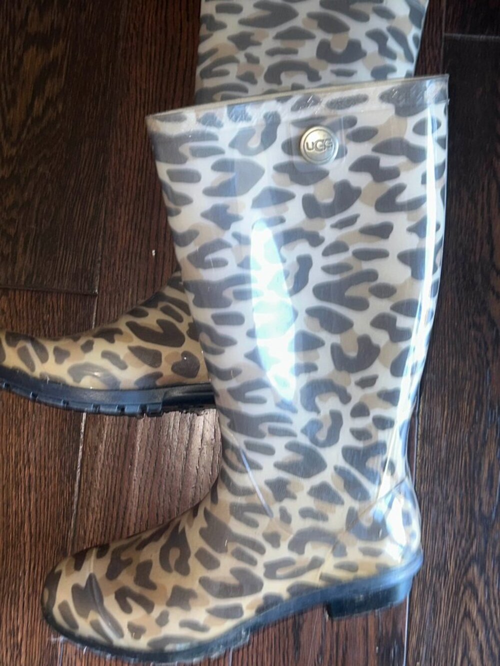 UGG Women's Leopard Print Rain Boots Waterproof Tall Boot